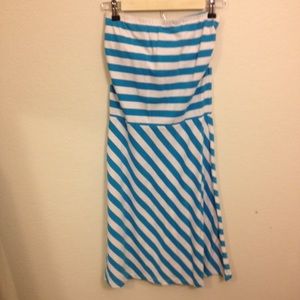 Blue striped strapless dress from Victoria Secret